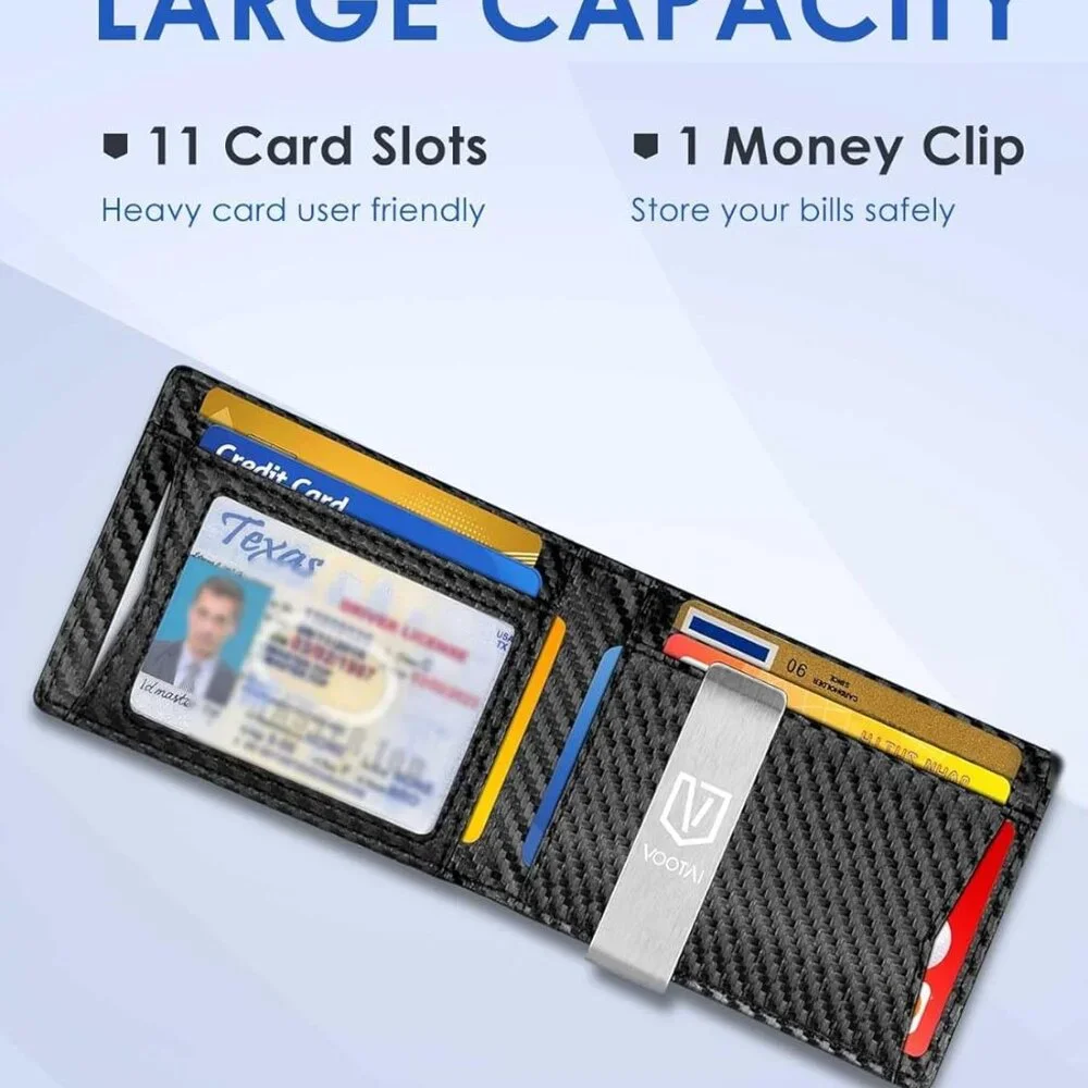 Men's Slim RFID-Blocking Wallet with Money Clip